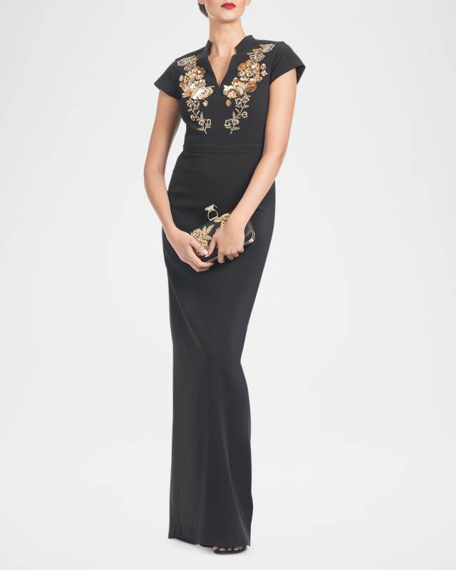Hudson Bead & Sequin Embellished Column Gown